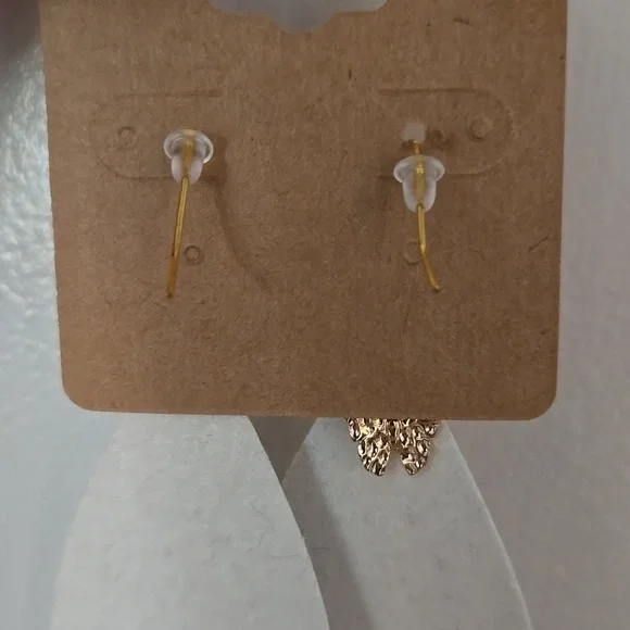 Butterfly Gold Chain Teardrop Earrings - Picture 3 of 3